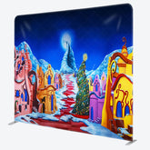 Lofaris Snowy Funny House Christmas Tension Fabric Backdrop